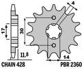 PBR FR SPROC 428 STEEL ST 2360, 14, BLK
