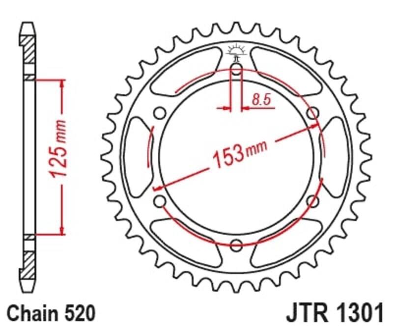 JTSPR RR SPROC 520 STEEL ST 1301, 40, ST