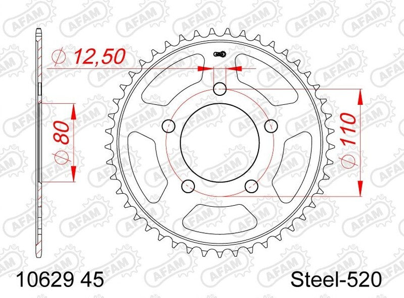 AFAM RR SPROC 520 STEEL ST 10629, 45, BL