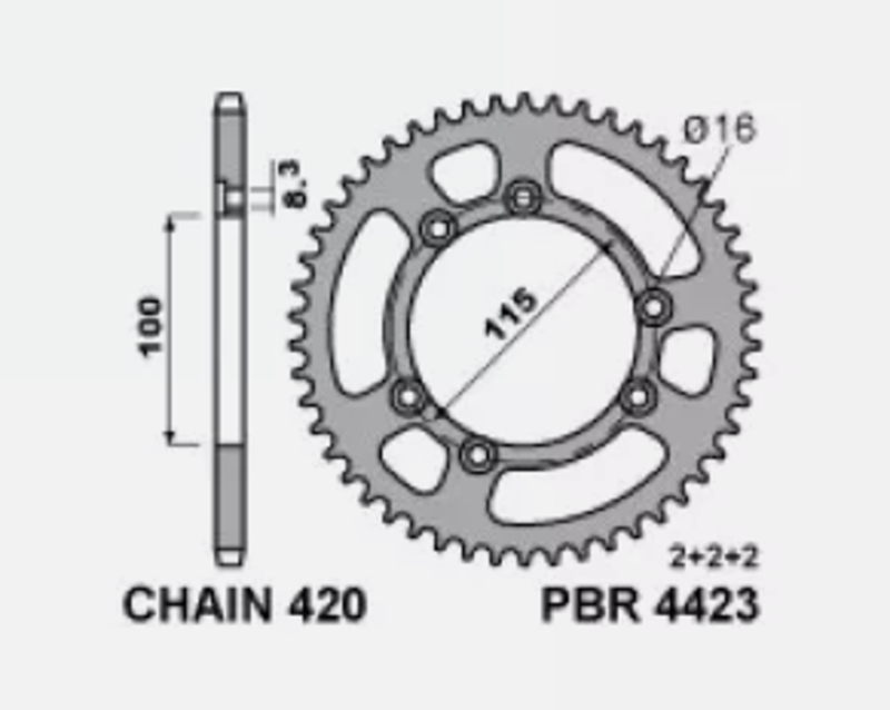 PBR RR SPROC 420 ALU UL 4423, 58