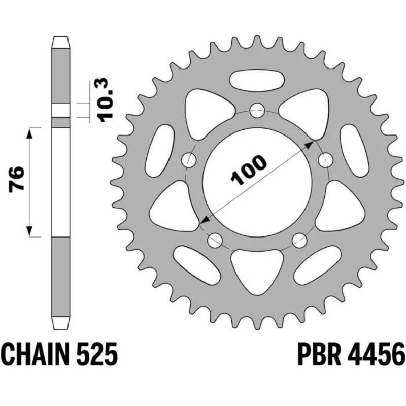 PBR RR SPROC 525 STEEL ST 4456, BLK, 43