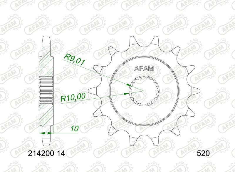 AFAM FR SPROC 520 STEEL 214200, 14, STL