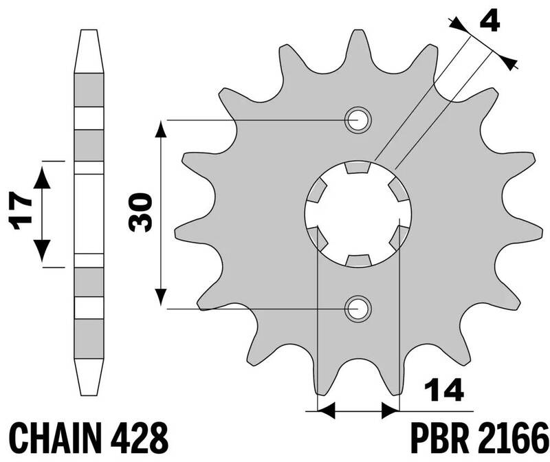 PBR FR SPROC 428 STEEL ST 2166, 15, STL