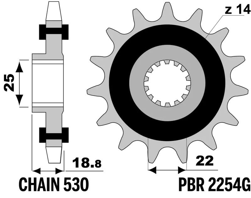 PBR FR SPROC 530 STEEL 2254G, 15, STL