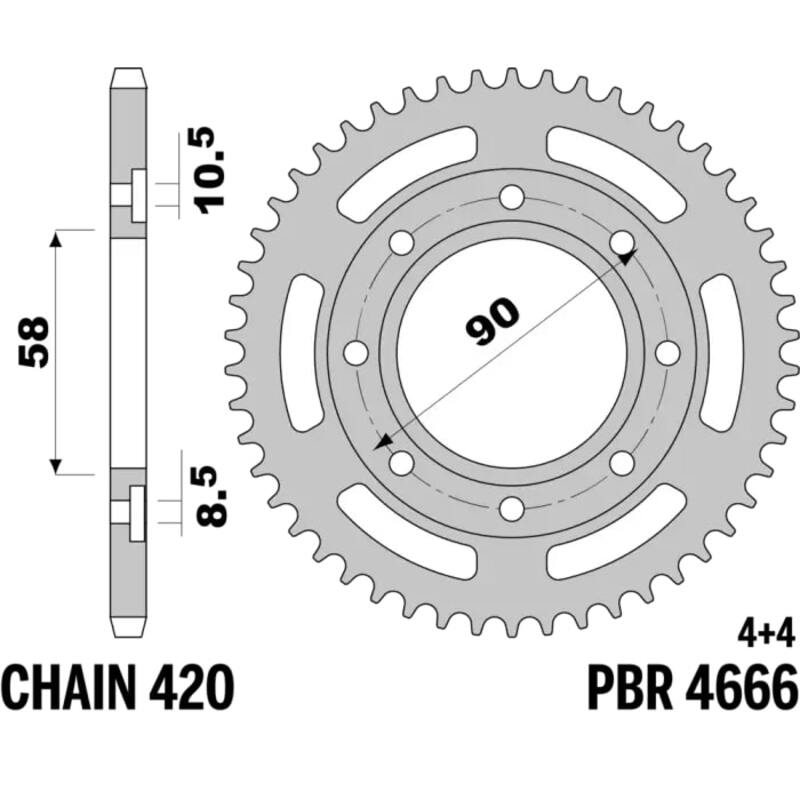 PBR RR SPROC 420 STEEL ST 4666, 38, BLK