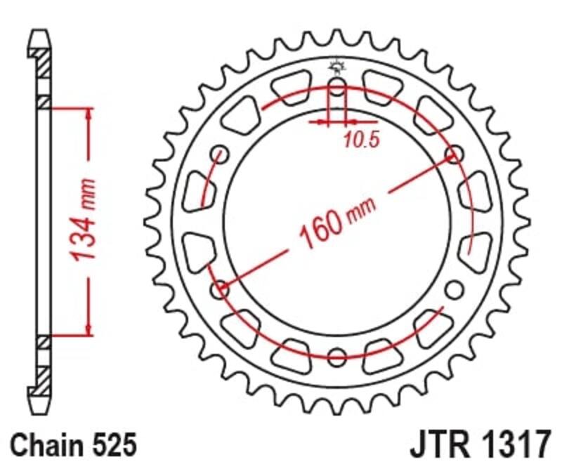 JTSPR RR SPROC 525 STEEL ST 1317, 40, BL