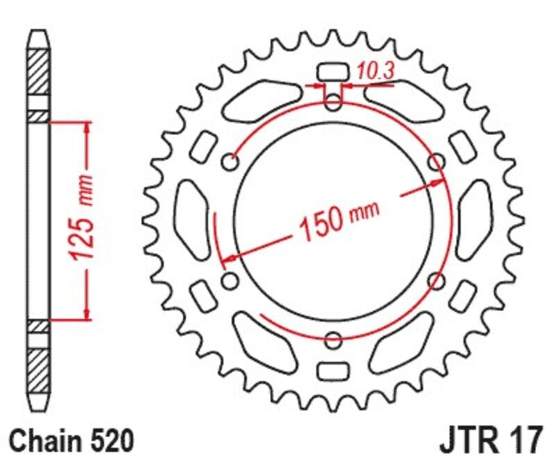 JTSPR RR SPROC 520 STEEL ST 17, 46, BLK