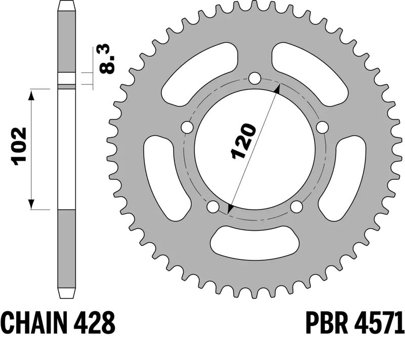 PBR RR SPROC 428 STEEL ST 4571, 47