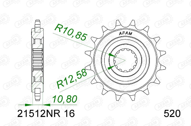 AFAM FR SPROC 520 STEEL NF 21512NR, 16