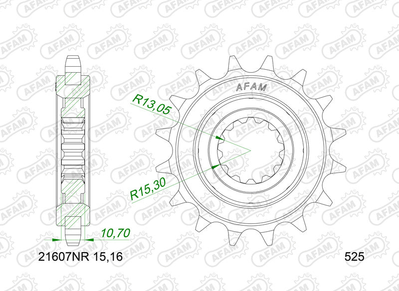 AFAM FR SPROC 525 STEEL NF 21607NR, 15