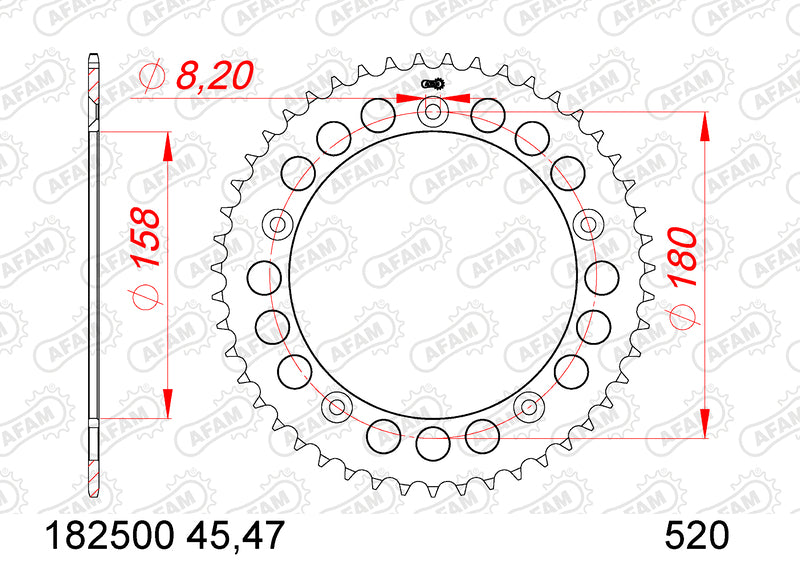 AFAM RR SPROC 520 STEEL ST 182500, 43
