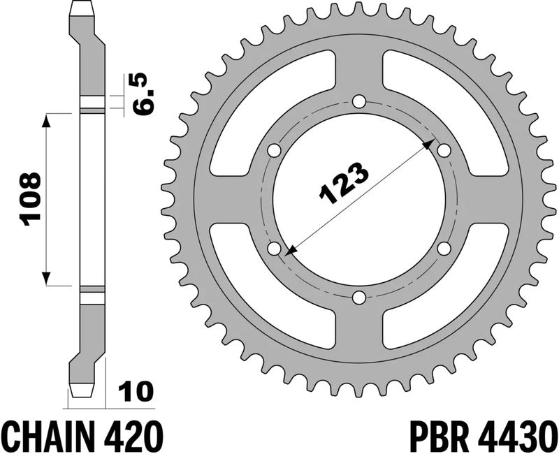 PBR RR SPROC 420 STEEL ST 4430, 52