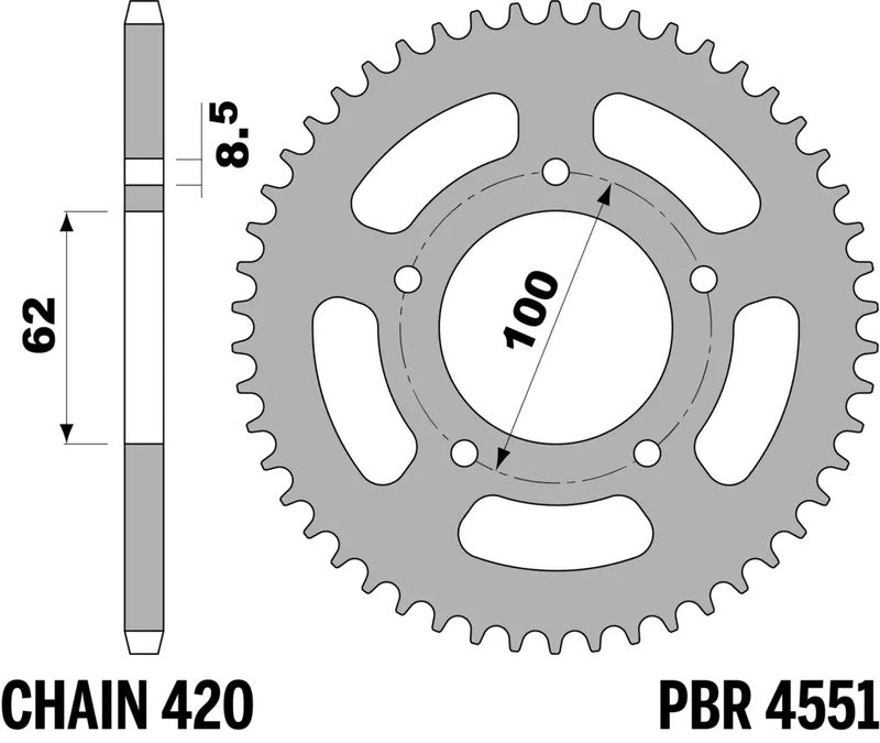 PBR RR SPROC 420 STEEL ST 4551, 52