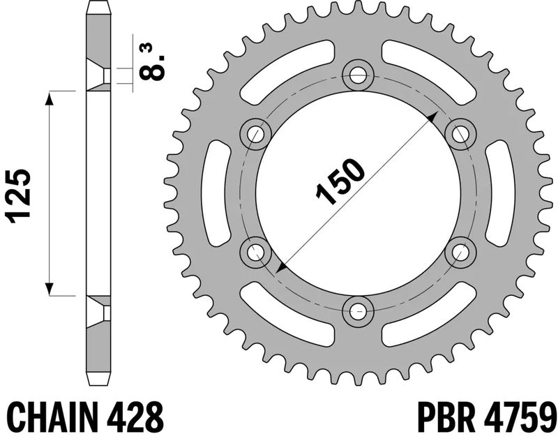 PBR RR SPROC 428 ALU UL 4759, 62