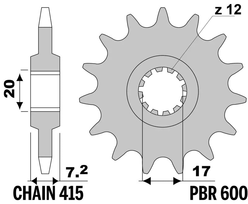 PBR FR SPROC 415 STEEL ST 600, 14