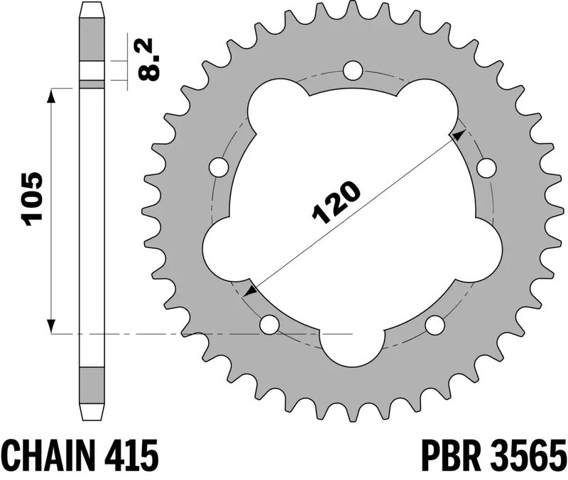 PBR RR SPROC 415 STEEL ST 3565, 45