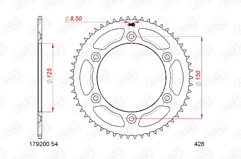 AFAM RR SPROC 428 STEEL ST 179200, 60