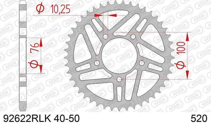 AFAM RR SPROC 520 STEEL 92622RLK, 44