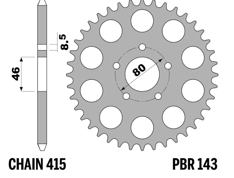 PBR RR SPROC 415 STEEL 143, 42