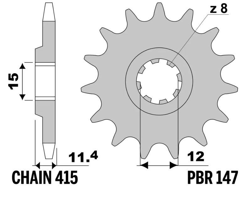 PBR FR SPROC 415 STEEL ST 147, 13