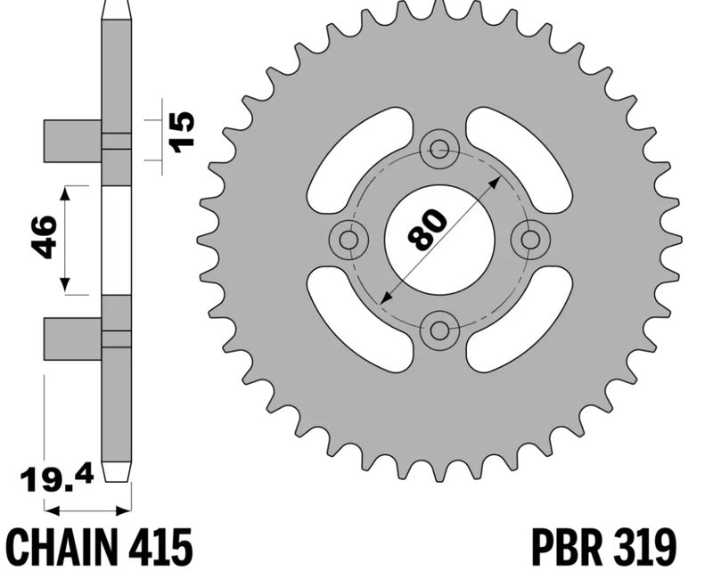 PBR RR SPROC 415 STEEL 319, 46