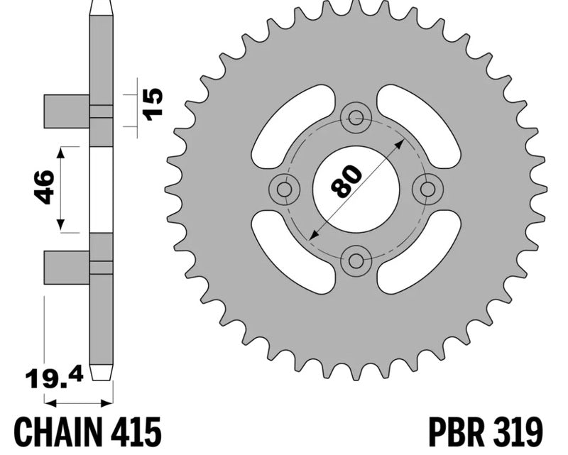 PBR RR SPROC 415 STEEL 319, 48