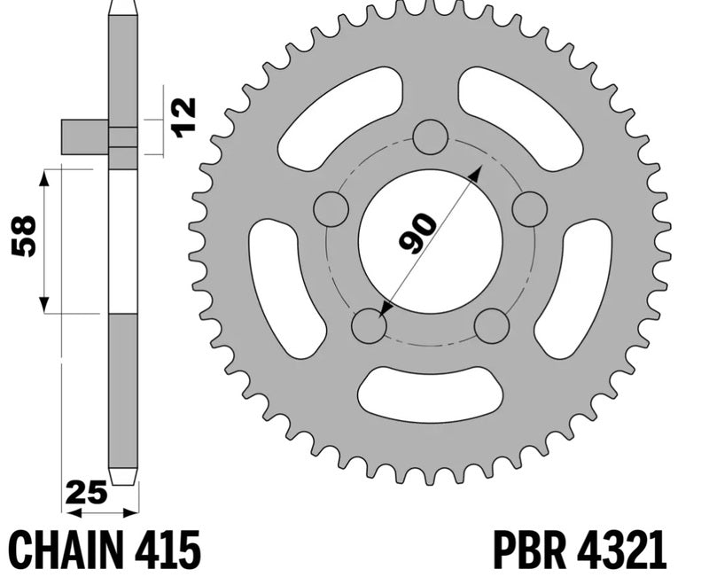PBR RR SPROC 415 STEEL 4321, 44