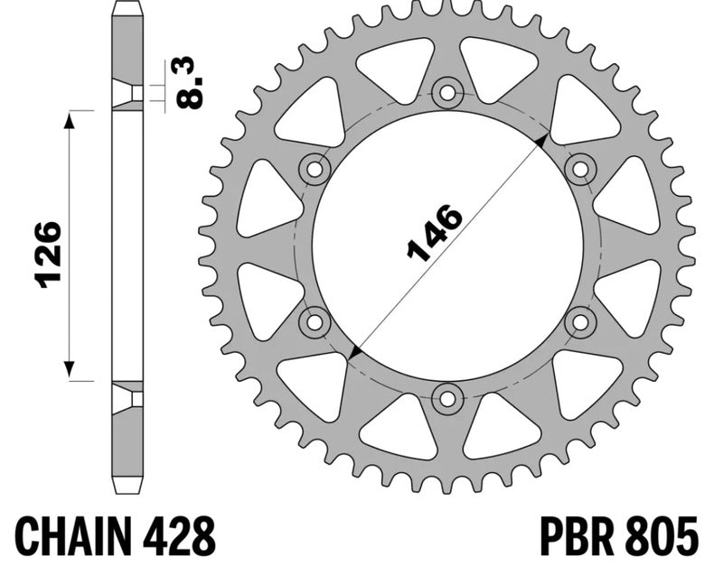 PBR RR SPROC 428 ALU UL 805, 58