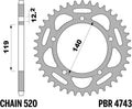 PBR RR SPROC 520 STEEL 4743, 44