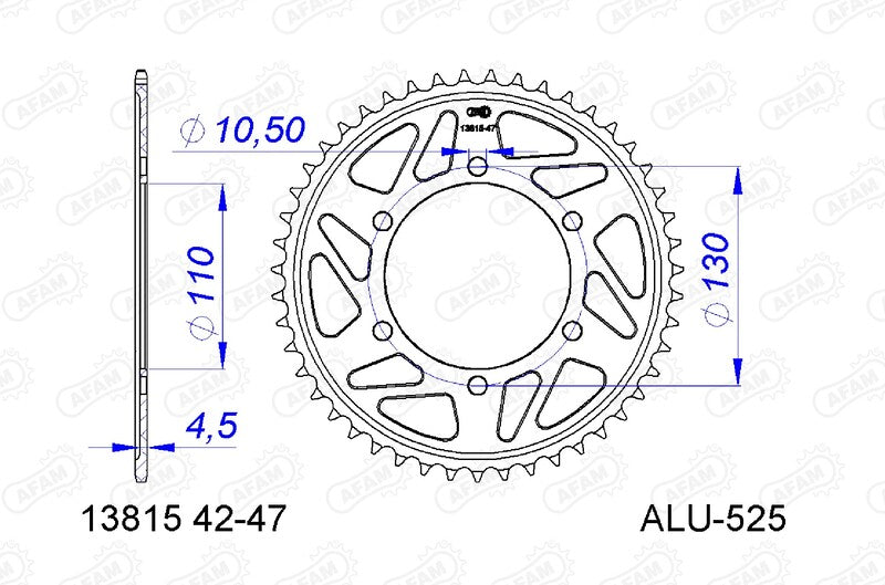 AFAM RR SPROC 525 ALU 13815K, 46
