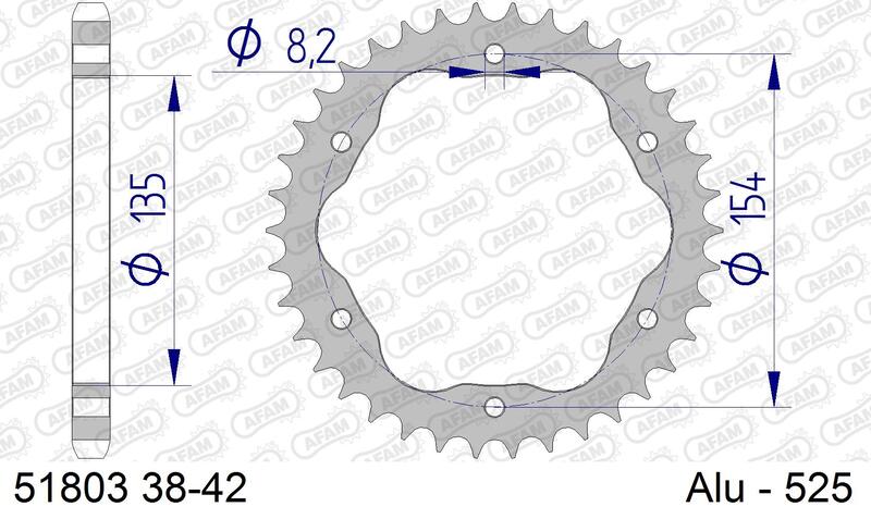 AFAM RR SPROC 525 ALU 51803K, 38
