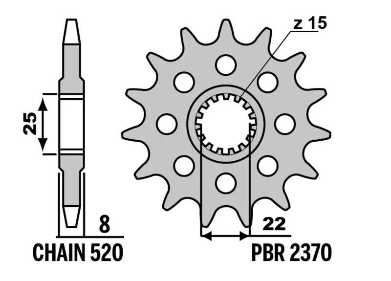 PBR FR SPROC 520 STEEL 2370, 13