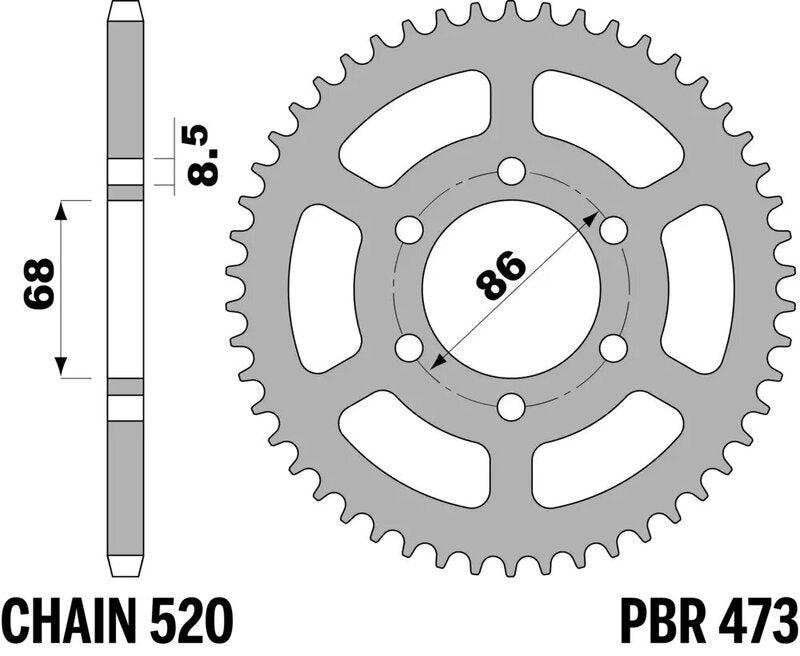 PBR RR SPROC 520 STEEL ST 473, 40