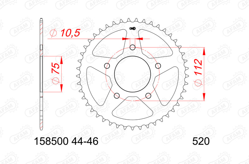 AFAM RR SPROC 520 STEEL ST 158500, 44