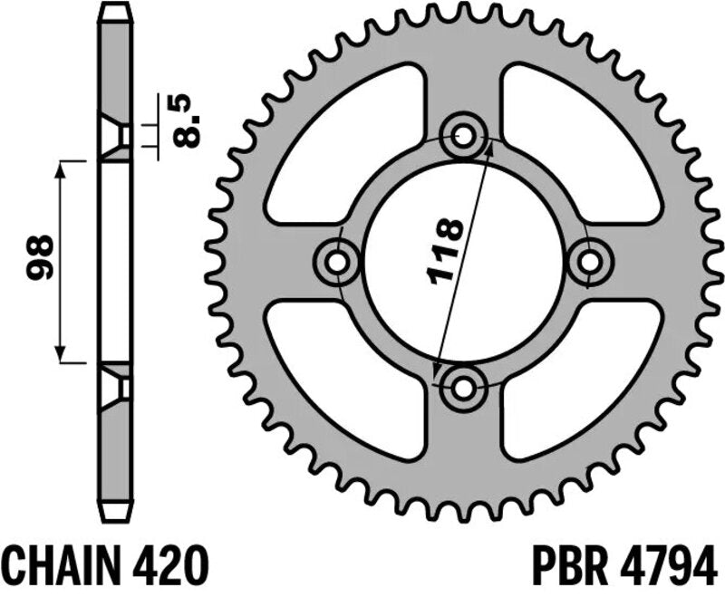 PBR RR SPROC 420 ALU 4794, 49, 49