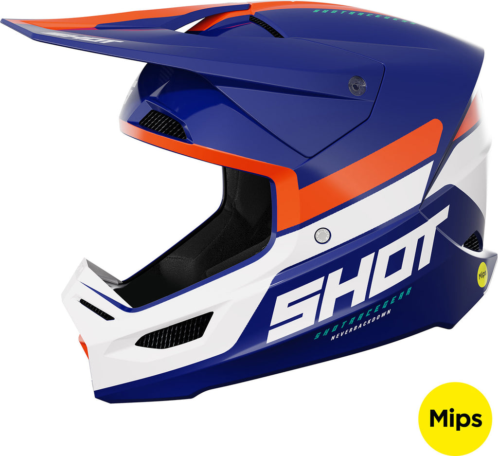 Capacete RACE IRON Azul / Laranja Brilhante SHOT