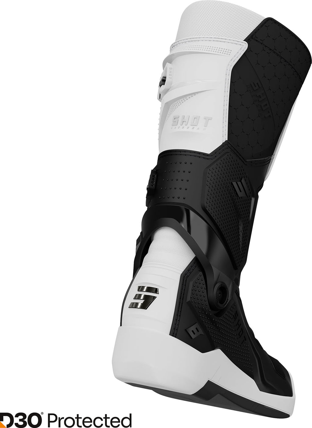 Botas RACE 8 Brancas / Pretas / Cromadas SHOT