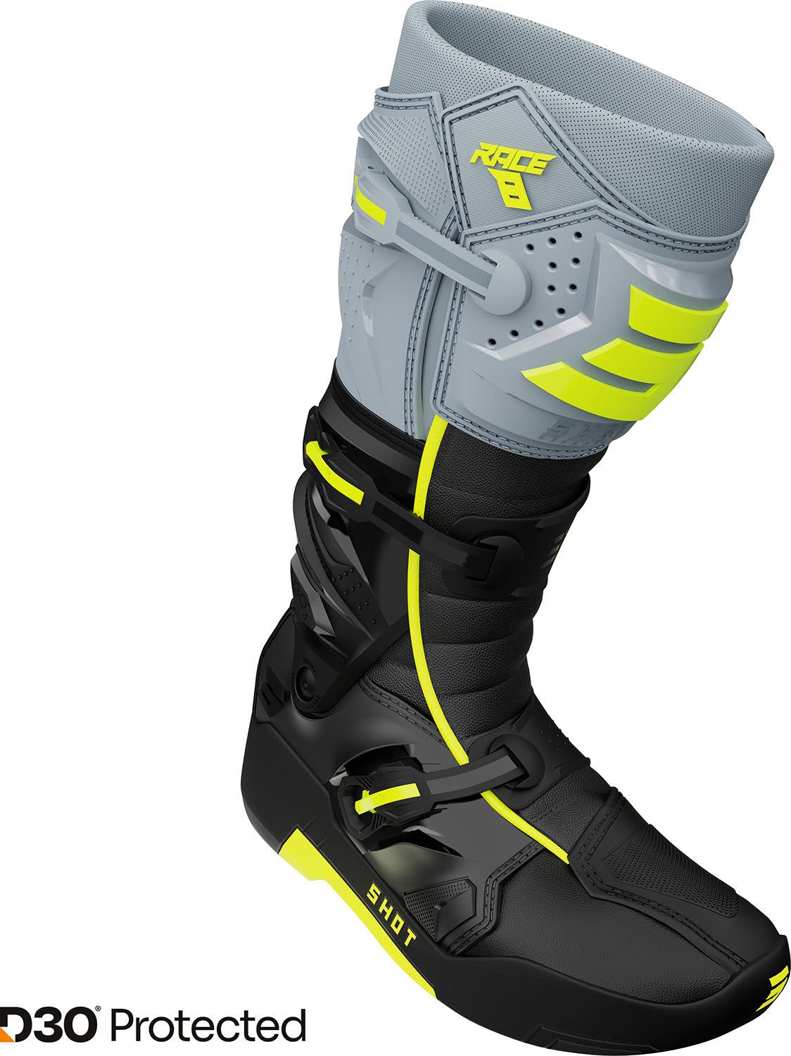 Botas RACE 8 Pretas / Amarelas Neon SHOT