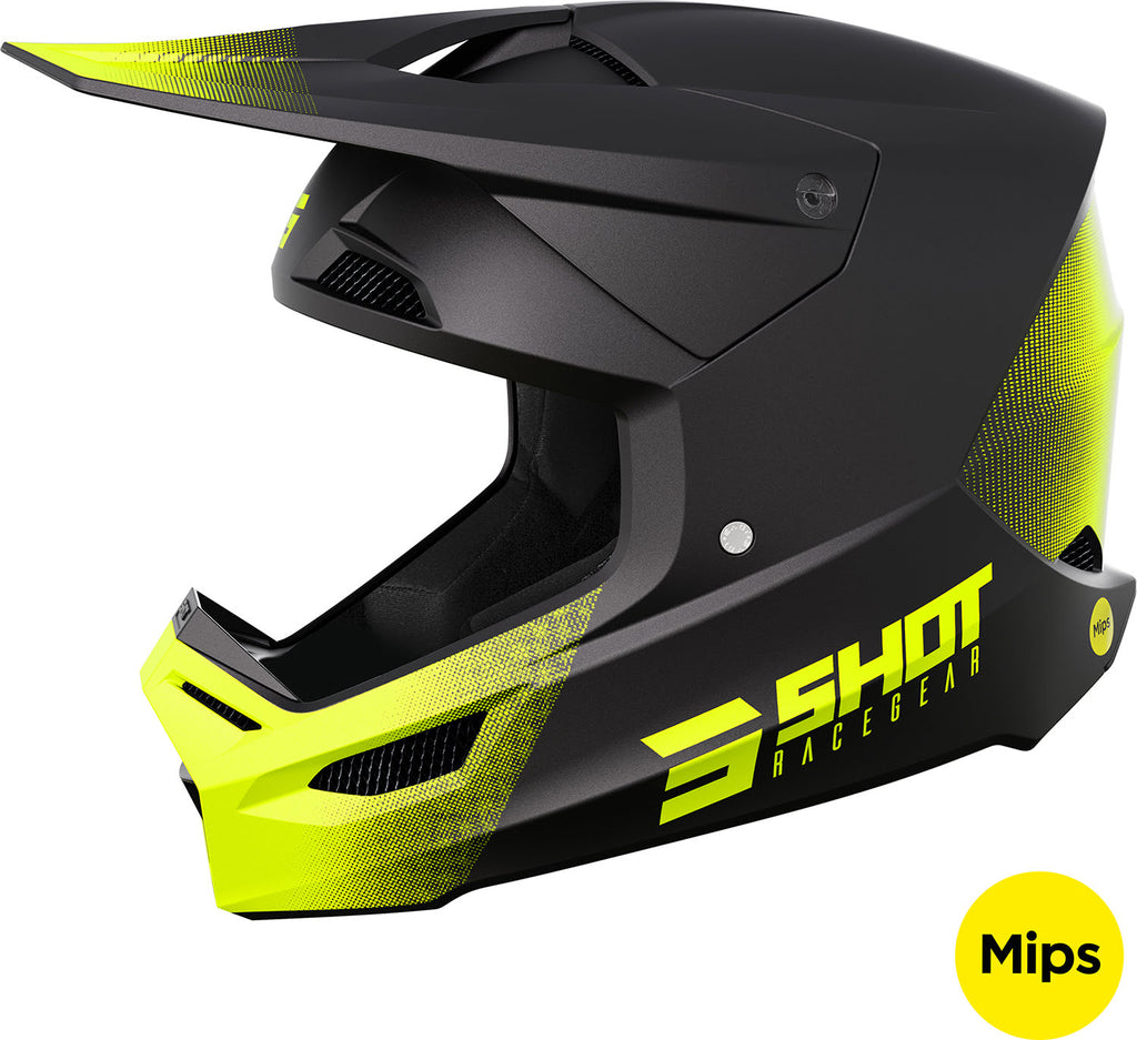 Capacete RACE DRAW Preto / Amarelo Neon Mate SHOT