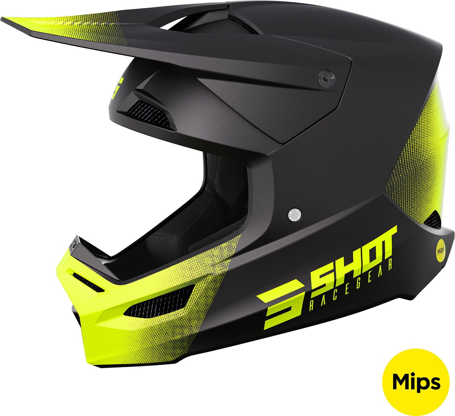 Capacete RACE DRAW Preto / Amarelo Neon Mate SHOT