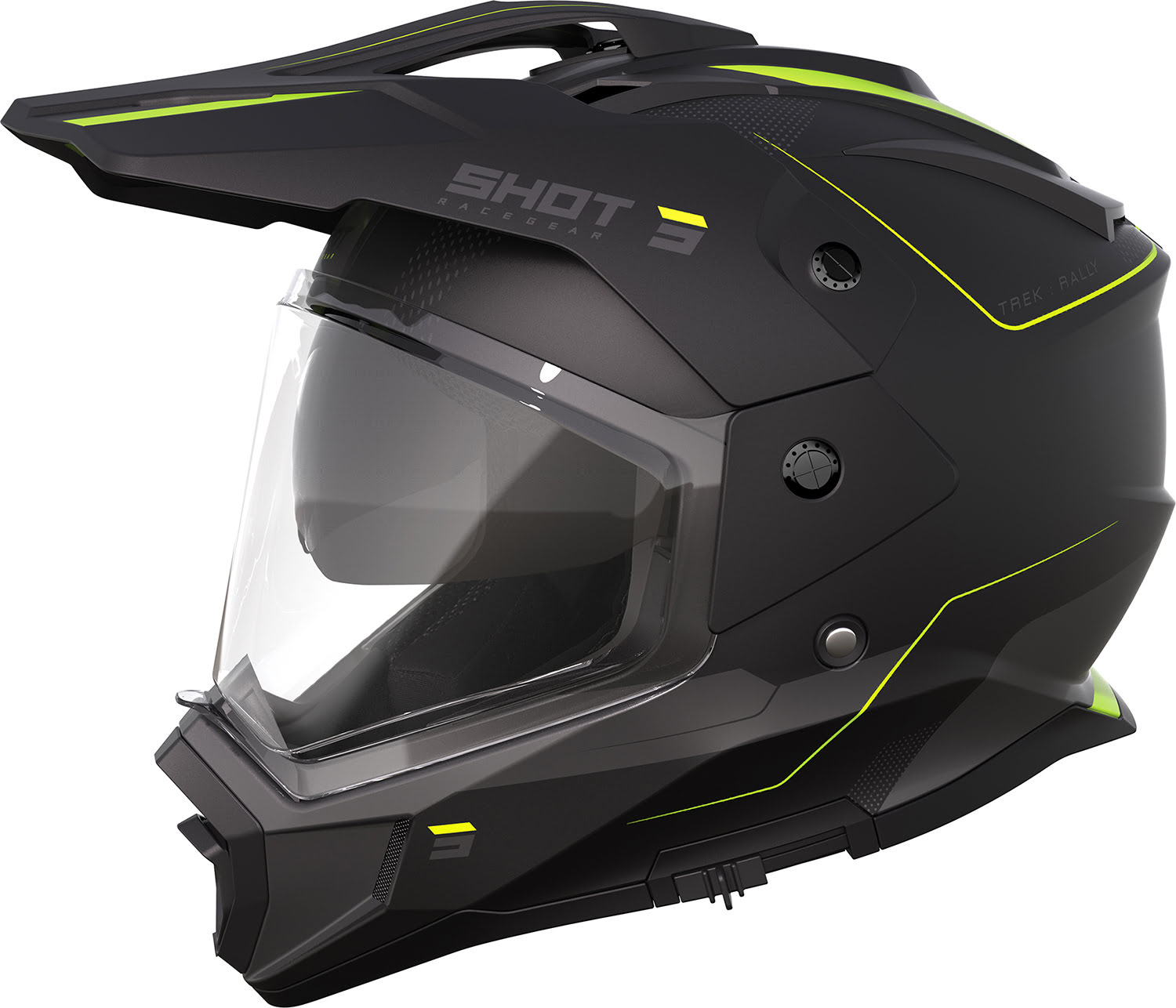 Capacete c / Viseira TREK RALLY Preto / Amarelo Neon Mate SHOT