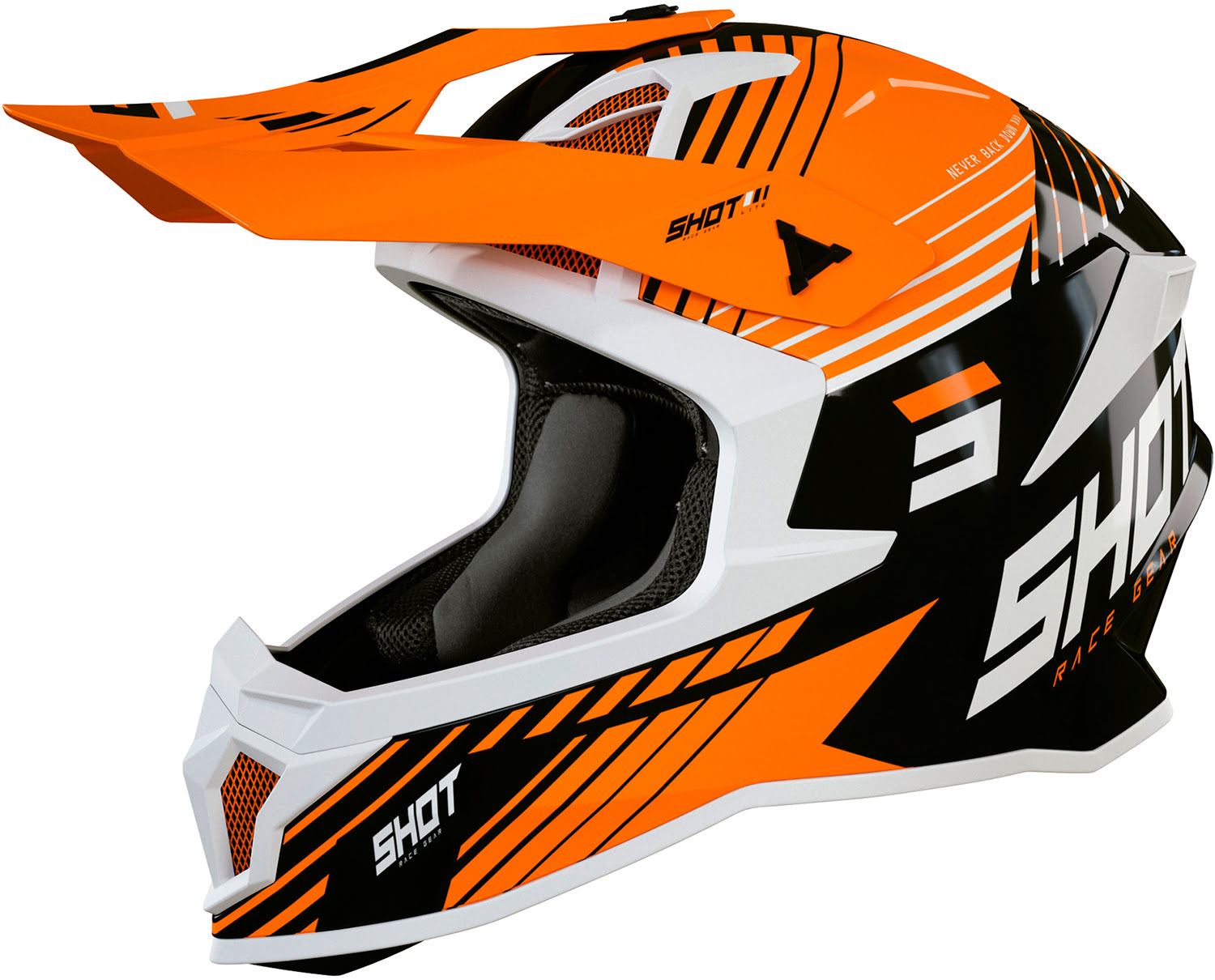 Capacete LITE FURY Preto / Laranja Neon Brilho SHOT