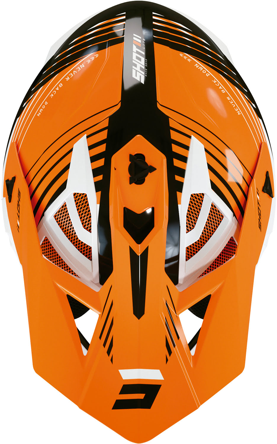 Capacete LITE FURY Preto / Laranja Neon Brilho SHOT