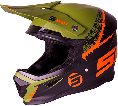 Capacete FURIOUS STORM Preto / Caqui / Laranja mate SHOT