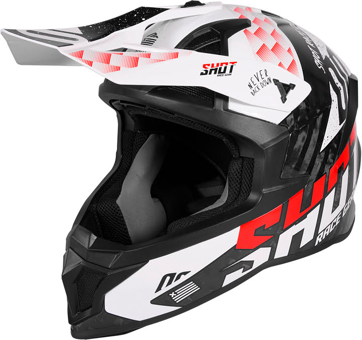 Capacete LITE CARBON RUSH Carbono / Preto / Vermelho brilho SHOT
